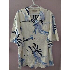 Paradise Collection Shirt Men XL Hawaiian Short Sleeve 100% Silk Button Up
